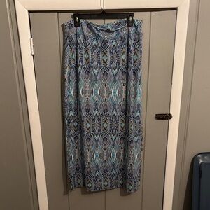 Kim Rogers Aqua and Gray Maxi Skirt